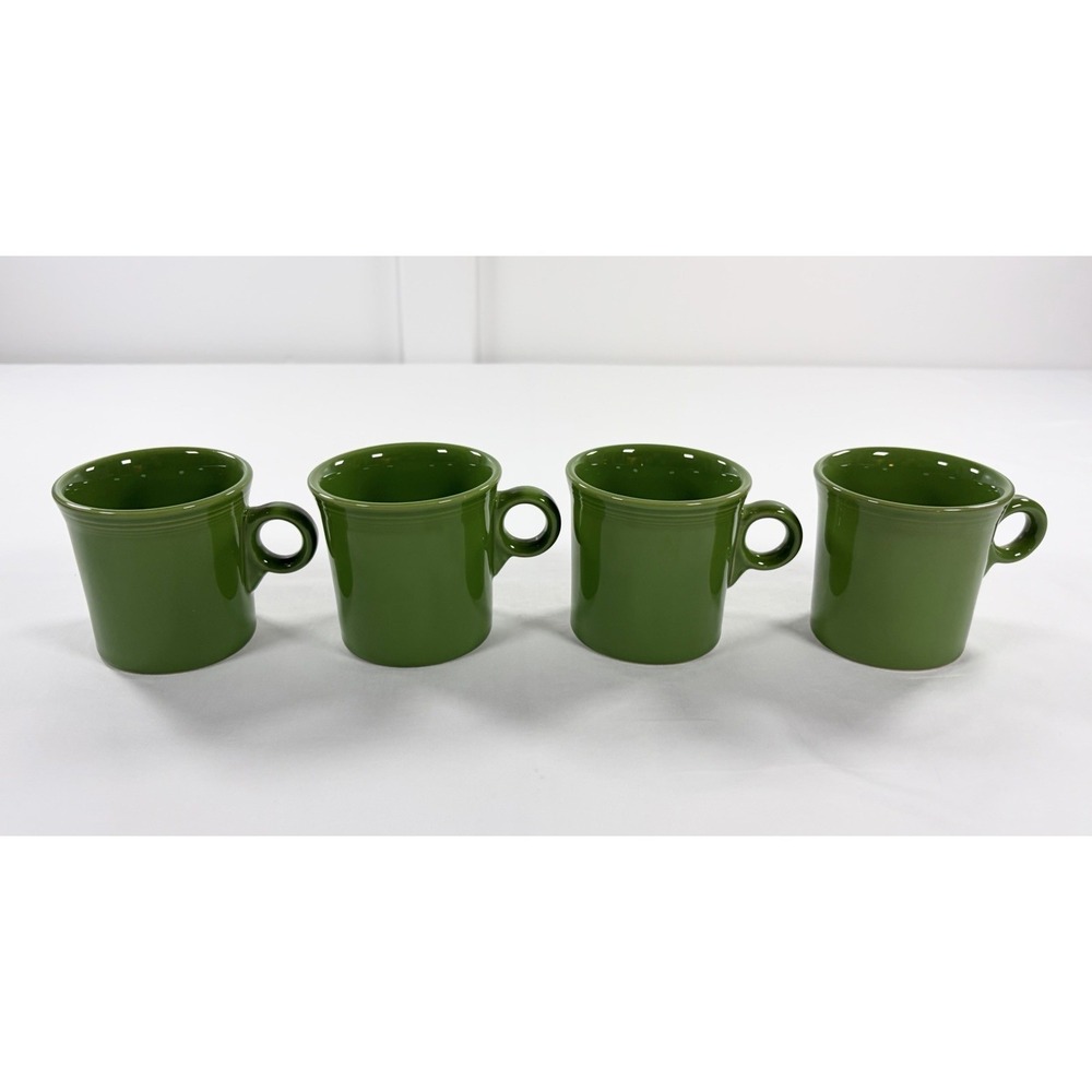 4 Vintage Fiesta Shamrock Green Ring Handle Mugs Retired HLC USA Fiestaware